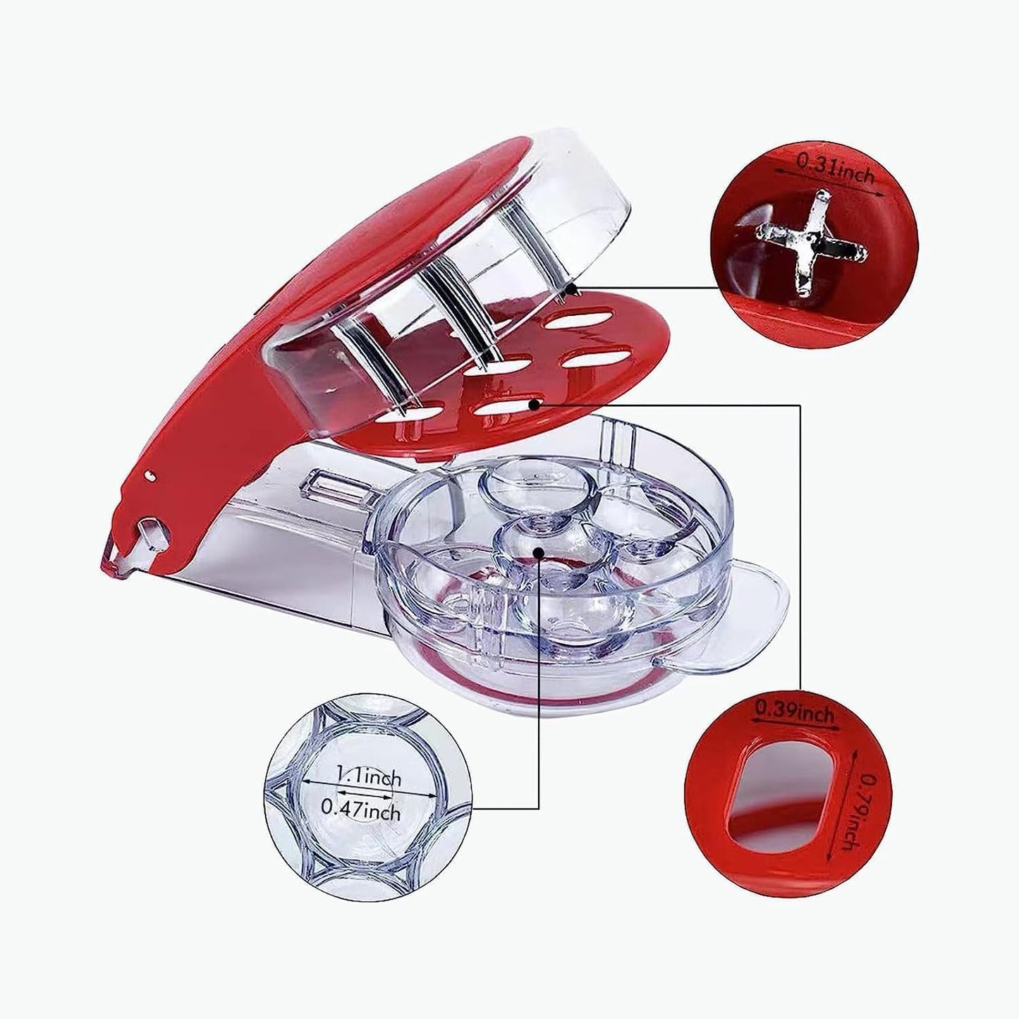 Cherry Pitter Tool PitRemover,Cherries Seed Remover 6 AtTime,Olive Pitter Tool,Cherry Pit Remover Toolfor Kitchen, Cake Shop, Fruit Salad (Red)