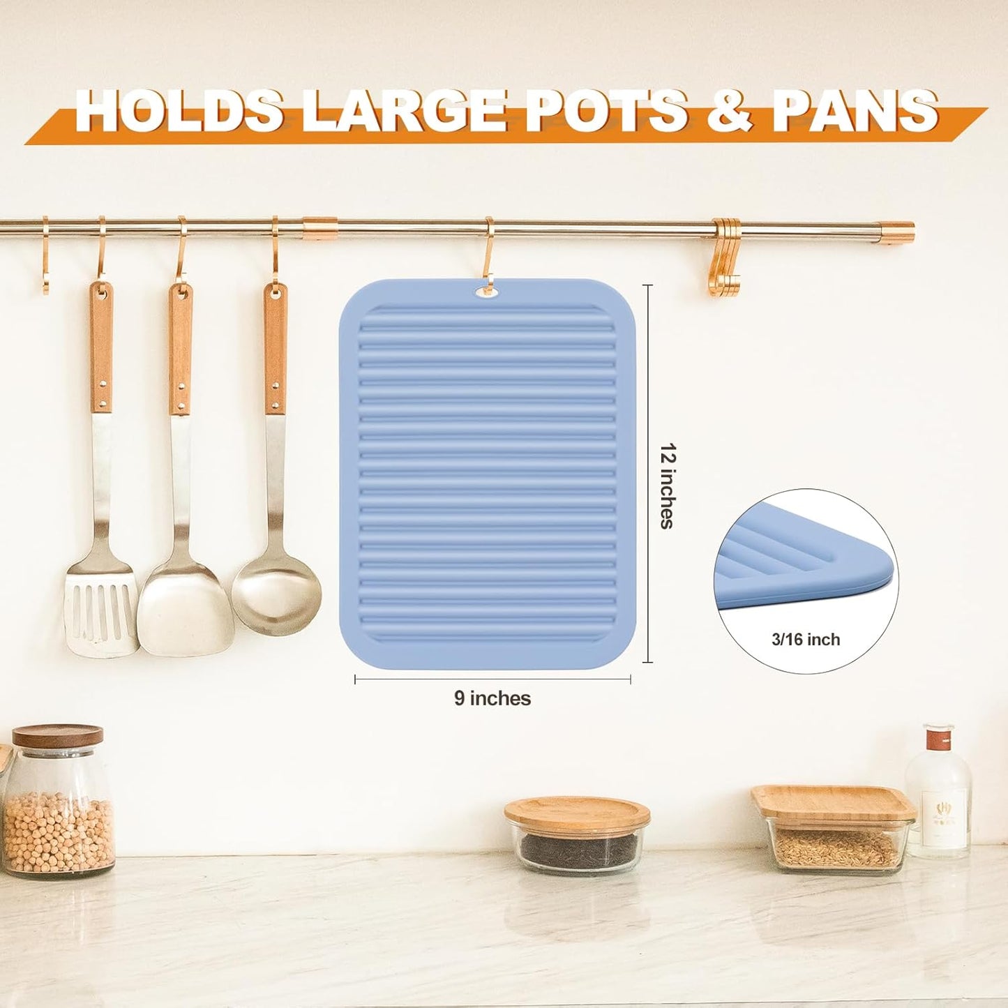 Joyhalo 4 Pack Silicone Trivets for Hot Pots and Pans,480℉ Heat Resistant Trivets for Hot Dishes,Hot Pads for Countertop,Kitchen Potholders,Black