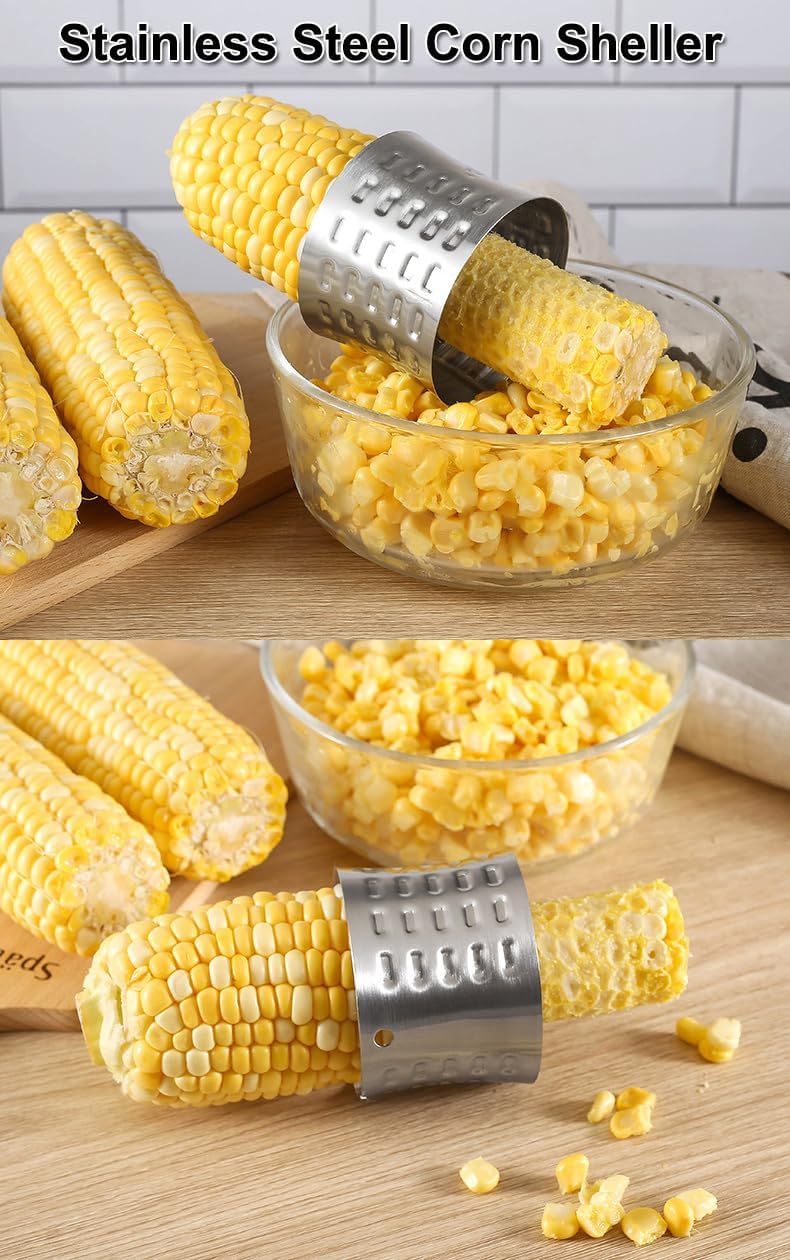 AKOAK 1 Pack Stainless Steel Rotating Corn Sheller Creative Corn Kernels Stripper Kitchen Gadget