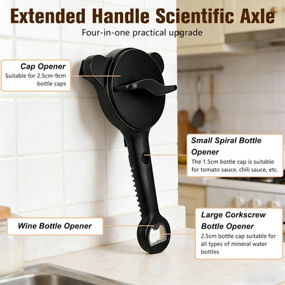 4 in 1 Multi-Purpose Jar Opener,Adjustable Stainless Steel Jar Opener,Multi-Functional Retractable Jar & Bottle Openers,Multi Size Lid Tool for Jars Cans Wine Bottles,Home Kitchen Helper (Beige)