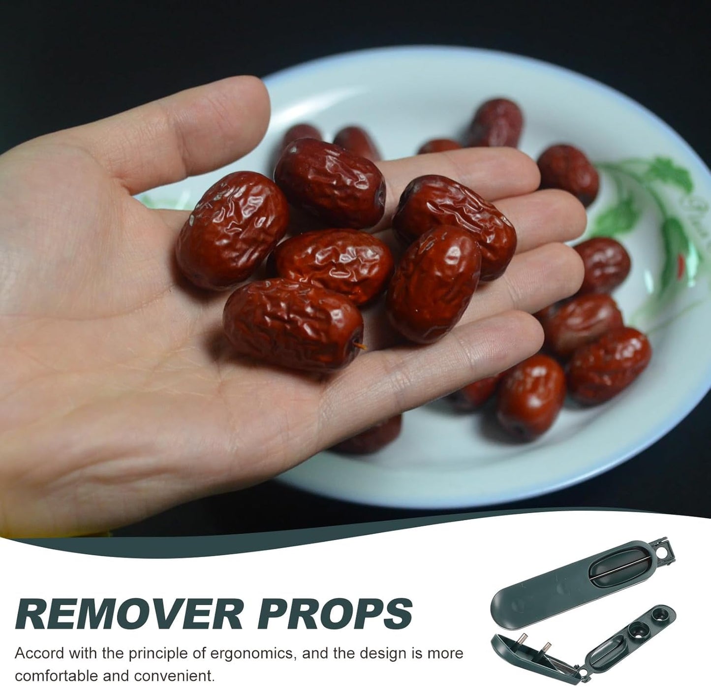 Cherry Pitter Tool and Jujube Core Remover 2pcs Household Fruit Pit Remover Kitchen Gadget for Red Dates, Cherries, Wood Green Handle, Multi-use Core Extractor for Home