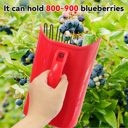 2 Pack Blueberry Picker with Metallic Comb and Ergonomic Metal Handle, Plastic Scoop for Blueberries Lingonberries Huckleberries (Red)