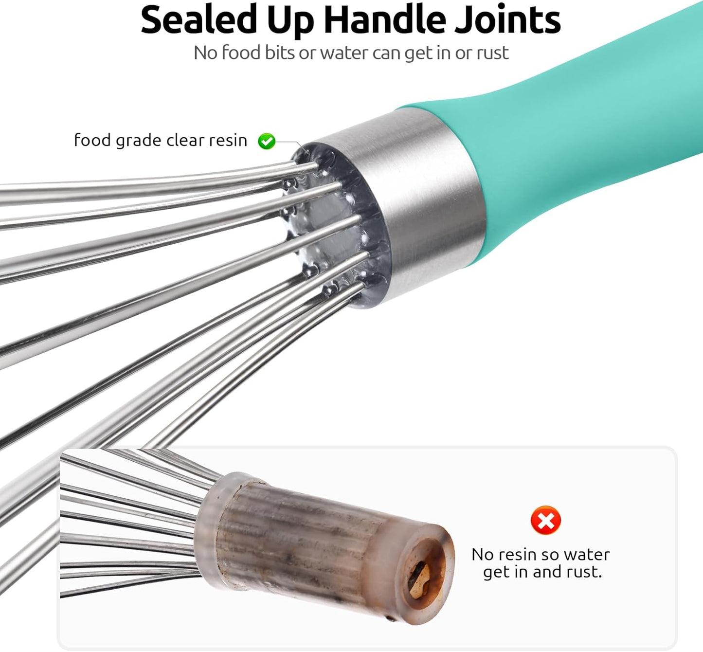 U-Taste 7" Mini Whisk for Cooking: 18/8 Stainless Steel Small Metal Kitchen Wisk, Tiny Hand Mixing Tool for Coffee, Egg, Sauce, 6-Wires Compact Head for Baking, Beating in Bowl, Mug, Jar (Set of 2)
