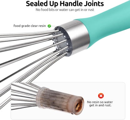 U-Taste 7" Mini Whisk for Cooking: 18/8 Stainless Steel Small Metal Kitchen Wisk, Tiny Hand Mixing Tool for Coffee, Egg, Sauce, 6-Wires Compact Head for Baking, Beating in Bowl, Mug, Jar (Set of 2)