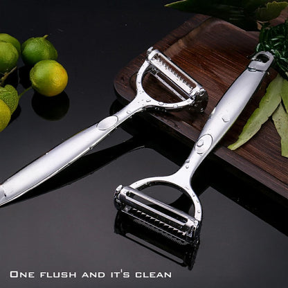 2-in-1 Multifunction Vegetable Peeler & Julienne Slicer, Stainless Steel Dual Blade for Potatoes, Carrots, Cucumbers, Ergonomic Kitchen Peeler.