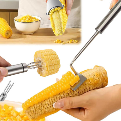 Corn Peeler 2PCS Stainless Steel Corn Peeler and Stripper Tool Set 2026 Corn Planer Cutter Thresher Scraper,Peel Corn Cob Separator Quick