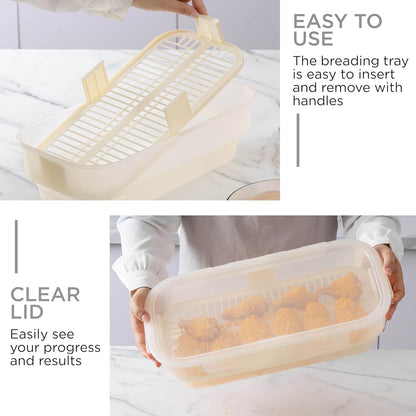 COOK WITH COLOR Collapsible Batter Bowl - Mess Free Breading Shaker Container - Great for Fried Fish, Fried Chicken, Onion Rings, Wings & More, Gray