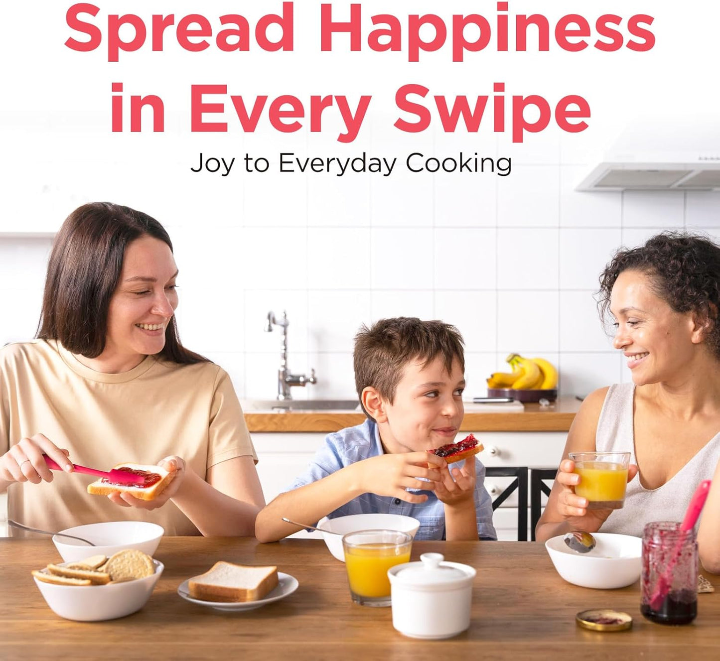 Kitchen Mama WaltzGrip Platinum Silicone Jar and Can Spatula Set: Heat-Resistant, Dishwasher Safe, Ergonomic Grip, Perfect for Mixing and Scraping, Nonstick Cookware (Red)