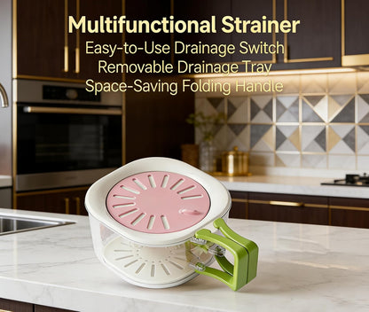 Fruit Vegetable Washing Bowl with Strainer, Multifunctional Produce Washer, Berry Container & Lettuce Keeper, Refrigerator Storage Organizer, Portable Strainer Colander for Kitchen