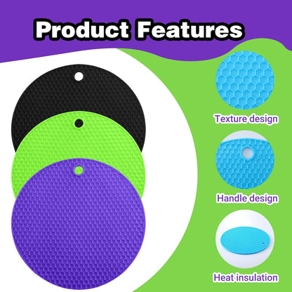 3Pcs Rubber Jar Opener,Round Large Jar Opener Gripper Pad Kitchen Non-Slip Coasters for Weak Hands,6.7x6.7Inch(Gray,Blue,Orange)