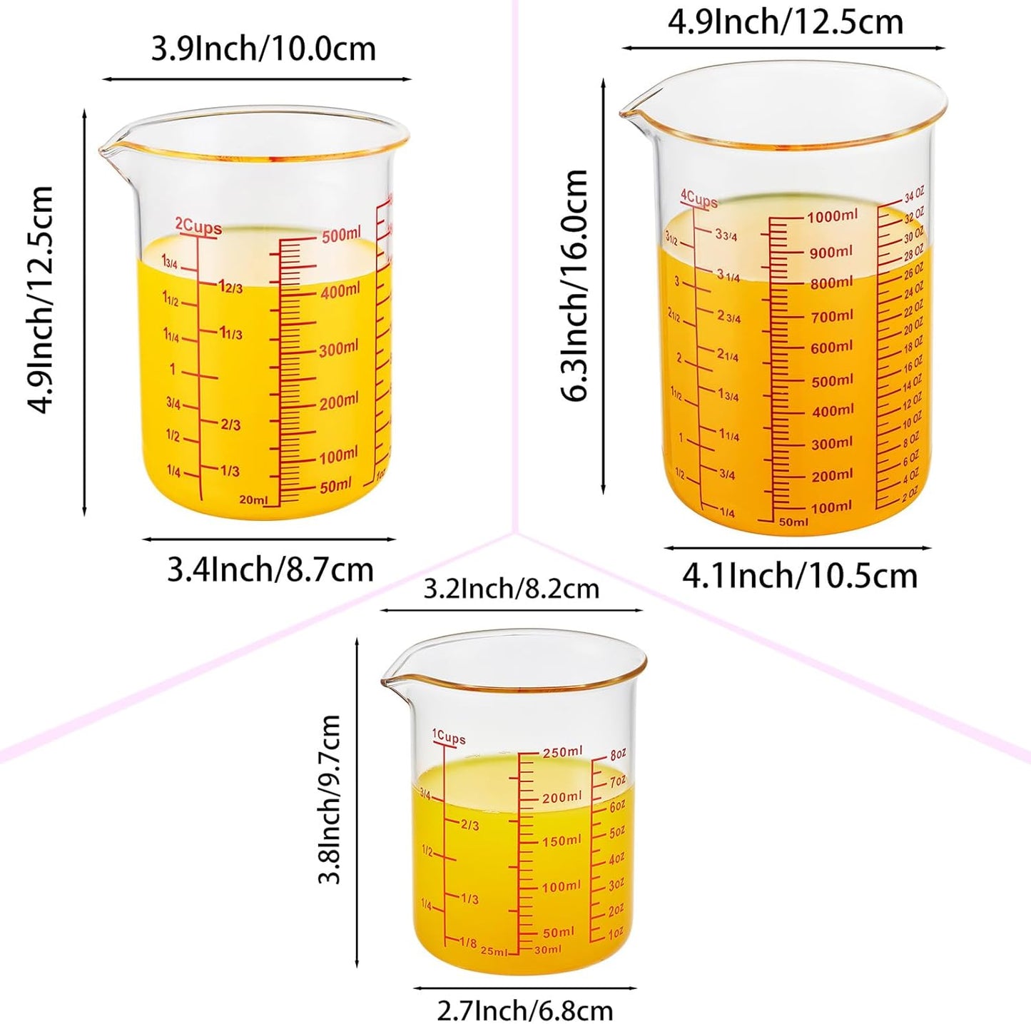 High Borosilicate Glass Measuring Cup-V-Shaped Spout，Glass Measuring Beaker for Kitchen or Restaurant, Easy to Read, 60 ML (2 Oz)-Pack of 2