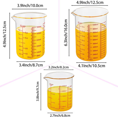 High Borosilicate Glass Measuring Cup-V-Shaped Spout，Glass Measuring Beaker for Kitchen or Restaurant, Easy to Read, 60 ML (2 Oz)-Pack of 2