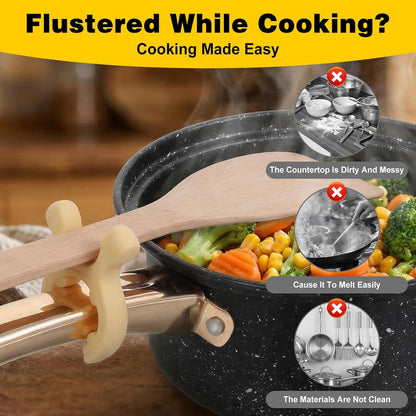 3Pcs Silicone Pot Handle Spatula Rack - Multifunctional Kitchen Lid & Spoon Holder, Non-Slip Stove Organizer with Steam Release, Heat-Resistant Utensil Clip for Cooking Accessories