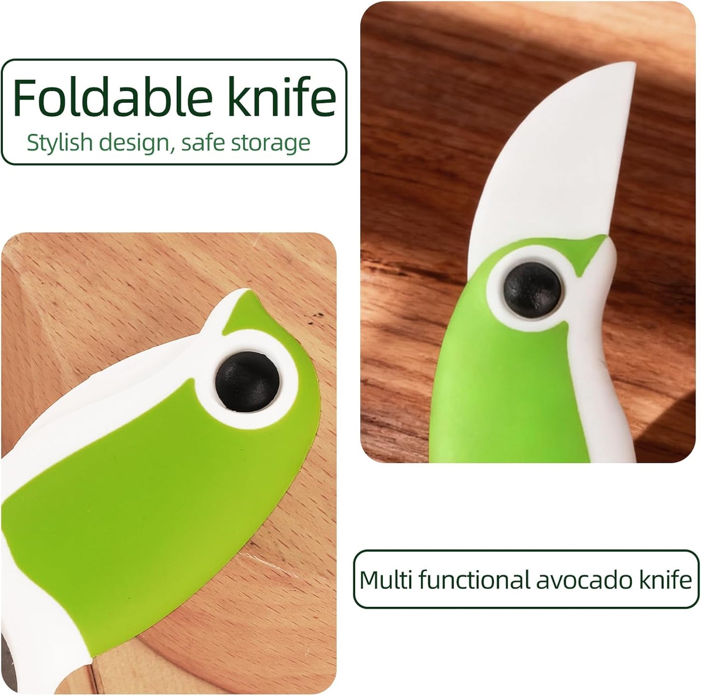 3 in 1 Folding Avocado Slicer Tool, Splitting, Pitting, Slicing Avocados Safely, Bird Shaped Avocado Splitter, Fruit Peeler, Kitchen Gadget, Lightweight Portable Tool, 1 Pcs