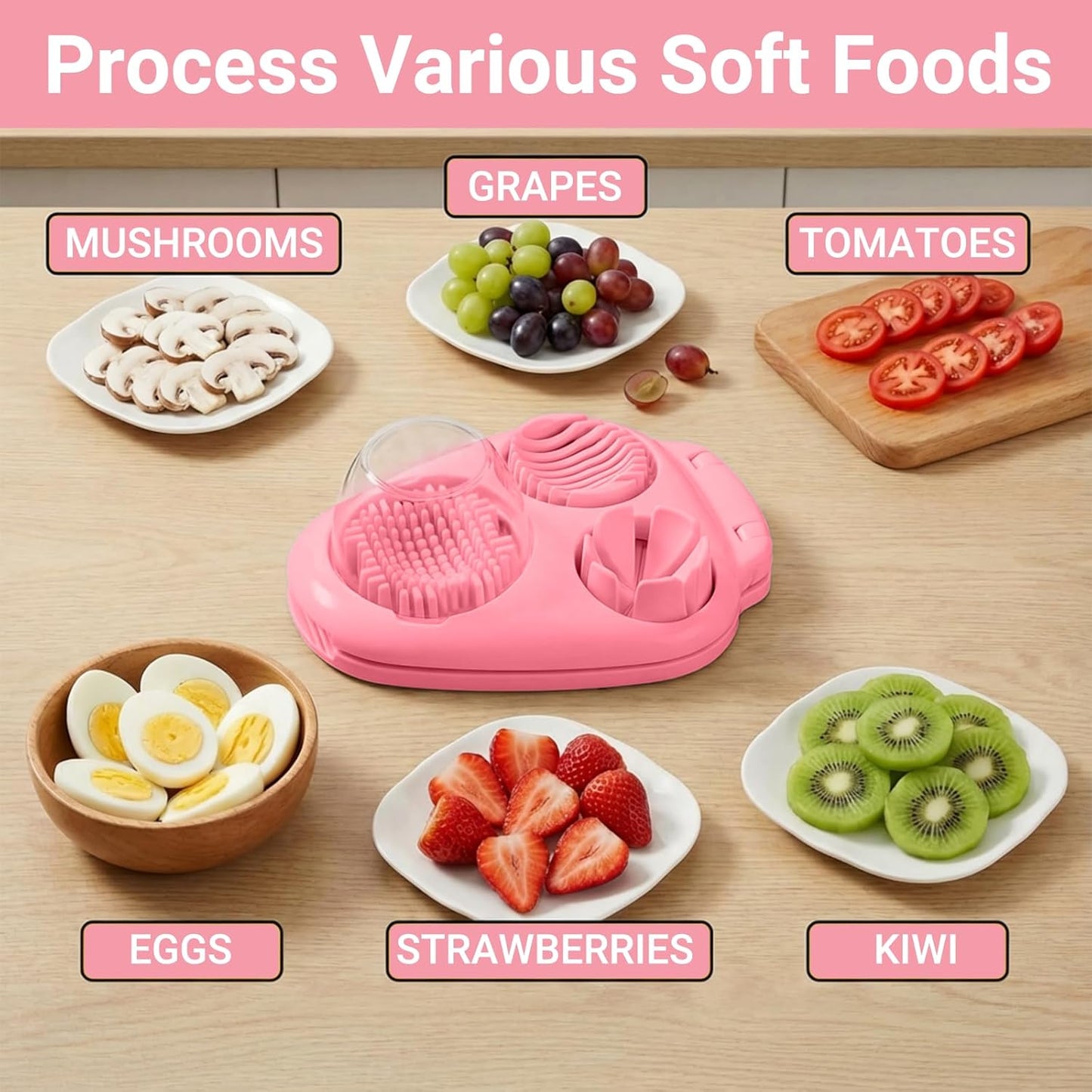 3-in-1 Heavy Duty Egg Slicer, Stainless Steel Blades with Multiple Cutting Modes for Hard Boiled Eggs, Mushrooms, Strawberry, Multifunctional Kitchen Tool, Send Goods from Local Warehouse