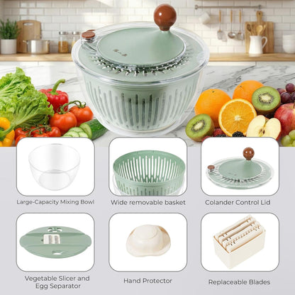 Salad Spinner Large Lettuce Spinner 4.3 Qt with Non-Slip Base & Stop Button Vegetable Dryer & Fruit Washing Bowl for Efficient Salad Prep