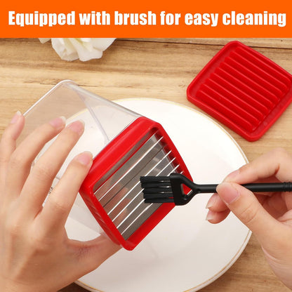 Cup Slicer Fruit, Fast Stainless Steel Vegetable Slicer Portable Strawberry Cutter with Cleaning Brush Handheld Slicing Tool Kitchen Cutting Gadget for Banana Egg Salad