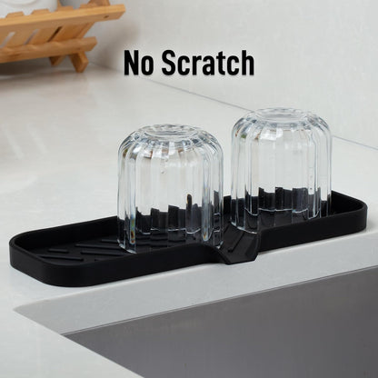 Zulay Kitchen (9x3.5in Sponge Holder for Kitchen Sink - Flexible Heavy-duty Multipurpose Sink Caddy - Counter Organizer for Kitchen, Bathroom, Makeup, Trinkets & More! (Grey)