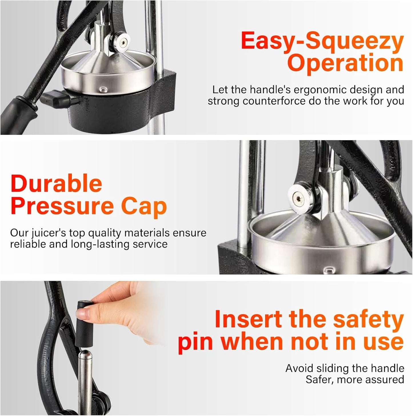 Manual Cast Iron Juicer, Commercial Lemon Squeezer, Professional Citrus Juicer, Ideal for Extracting Juice From Lemons, Oranges, and Grapefruits. Easy to Clean. (Black)