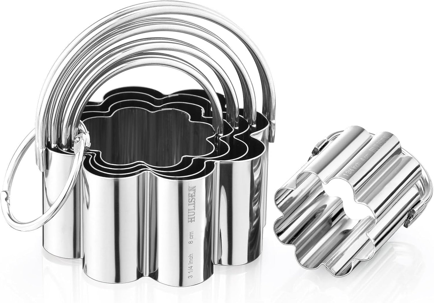 HULISEN Square Biscuit Cutter Set (4 Pieces/Set), Stainless Steel Cookies Cutter with Handle, Professional Baking Dough Tools, Gift Package (Square)