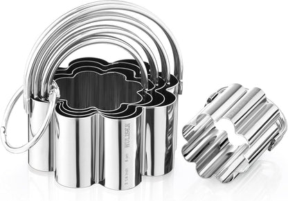 HULISEN Square Biscuit Cutter Set (4 Pieces/Set), Stainless Steel Cookies Cutter with Handle, Professional Baking Dough Tools, Gift Package (Square)
