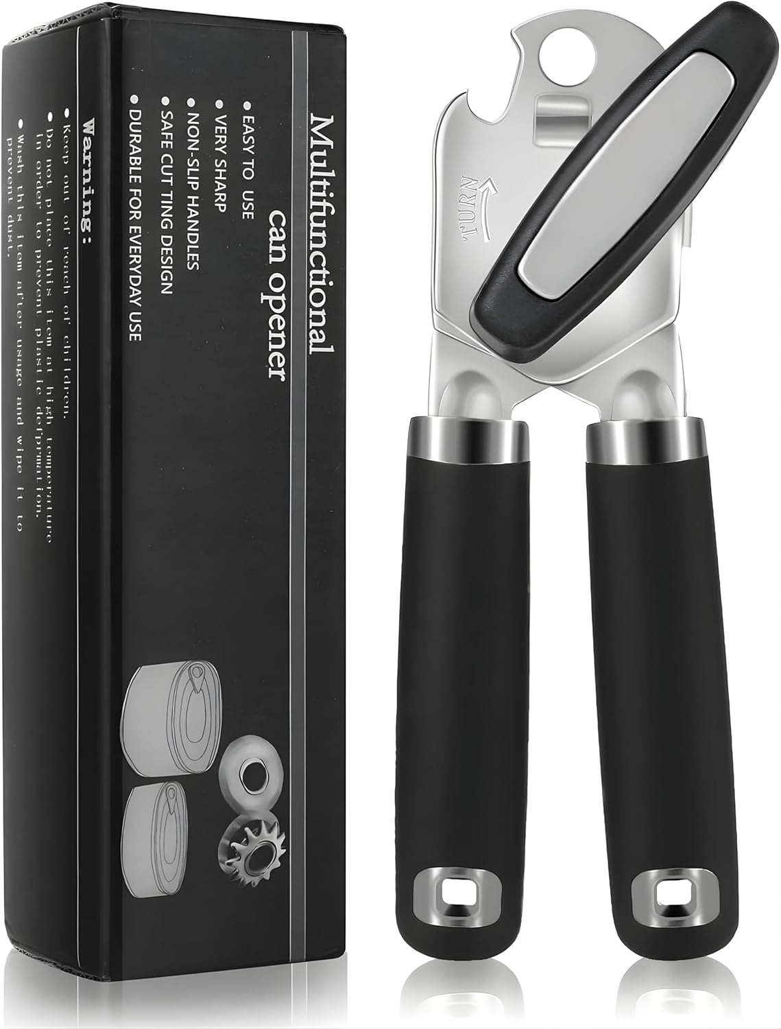 Heavy-Duty Can Opener – Stainless Steel Smooth-Glide Manual Can Opener for Cans & Bottles | Sharp Cutting Wheel, Ergonomic Non-Slip Handles, Rust-Proof Kitchen Tool.