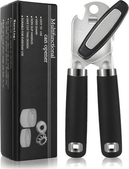 Heavy-Duty Can Opener – Stainless Steel Smooth-Glide Manual Can Opener for Cans & Bottles | Sharp Cutting Wheel, Ergonomic Non-Slip Handles, Rust-Proof Kitchen Tool.