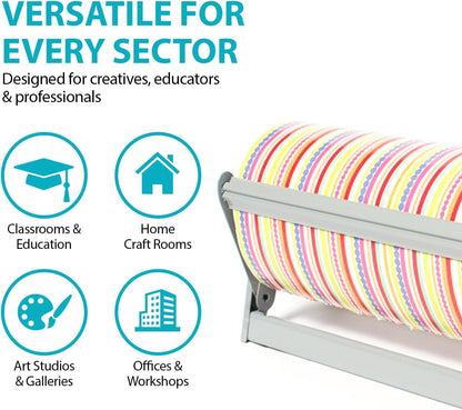 30" Roll Paper Dispenser with Cutter - Wall Mount or Desktop Metal Straight Edge Cutter - Fits Craft Paper Roll, Freezer, Wrapping, Butcher Papers, or Cling Film - Non-Sharp Edge, Grey