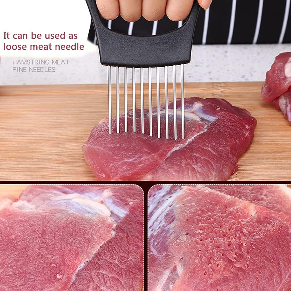 Stainless Steel Onion Cut Holder Slicer With 10 Even Prong Easy Hold Vegetable To Cut Tomato Lemon Potatoes And Loosen Meat Kitchen Tools(Silver)