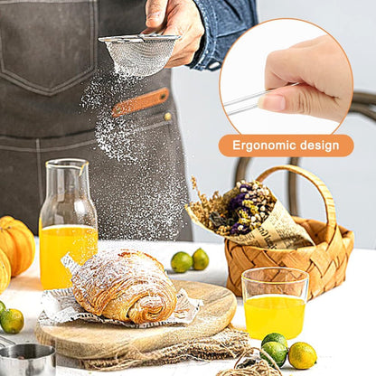 4PCS Stainless Steel Strainer Set – Fine Mesh Multi-Size w/Handles for Sifting&Rinsing | Ergonomic Design for Wet/Dry Ingredients – Ideal for Home Cooks,Baking&Veg Prep
