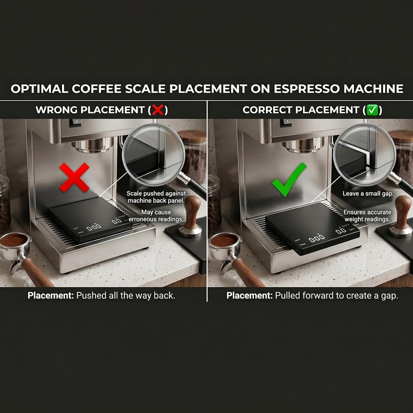 Digital Coffee Scale with Built-in Timer, 0.1g Precision to 3000g Rechargeable Espresso Scale, Touch Glass Kitchen Food Scale for Pour Over, Baking and Macros