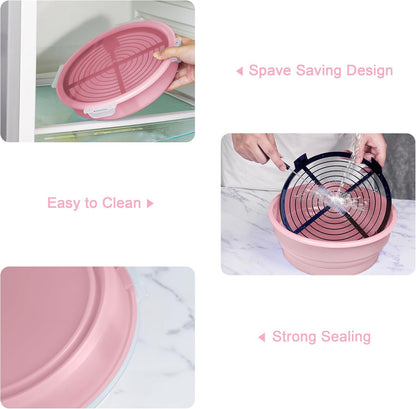 FJNATINH Collapsible Batter Bowl - Mess Free Better Breader Shaker Bowl with Lid Breading Shaker Container - Great for Fried Fish, Fried Chicken, Onion Rings, Wings & More,No Leak,Easy to Store