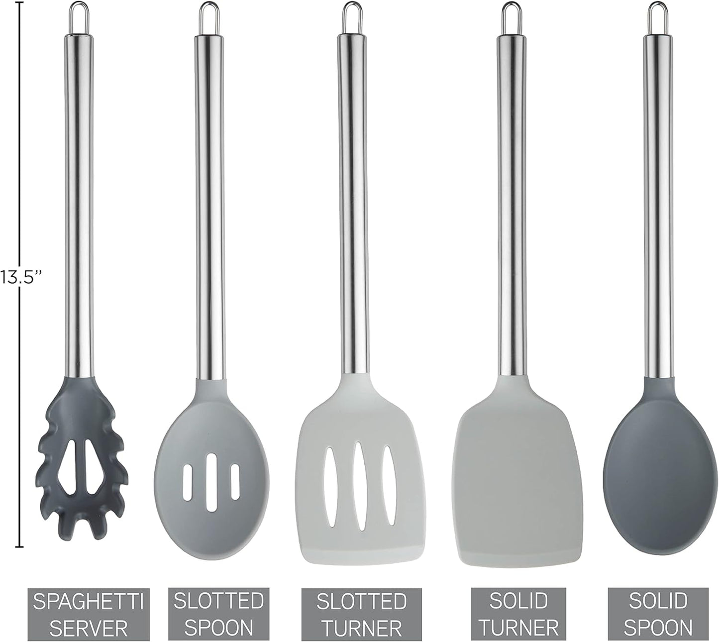 COOK WITH COLOR Silicone Cooking Utensils, Kitchen Utensil Set, Easy to Clean Silicone Kitchen Utensils, Cooking Utensils for Nonstick Cookware, Kitchen Gadgets Set, 10 Pieces, Green