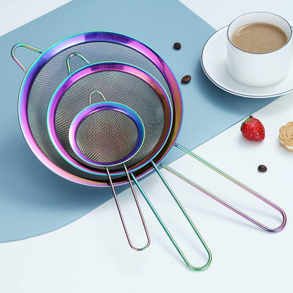 Kyraton Fine Mesh Strainer 6 Pieces Set, Flour Sifter For Baking, Stainless Steel Clander, Matcha Tea Strainer, Gravy Separator, Stasher Sieve Pasta Strainers