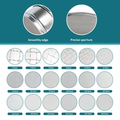 304 Stainless Steel Mesh Lab Sieve, 80 Mesh (0.2mm) Aperture Test Sieve, 4inch(10cm) Diameter Economy Standard Analysis Sample Test Sieves for Industrial Laboratory Homes - Colors A