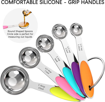 TILUCK Measuring Cups and Spoons Set, Stainless Steel, Kitchen Utensils for Cooking and Baking (10)
