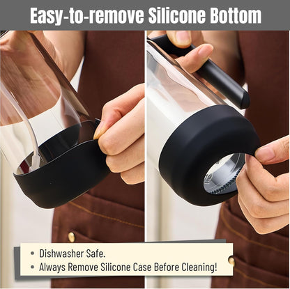 PARACITY 2 in 1 Oil Dipenser Bottle with Silicone Bottom (Black-2PCS)