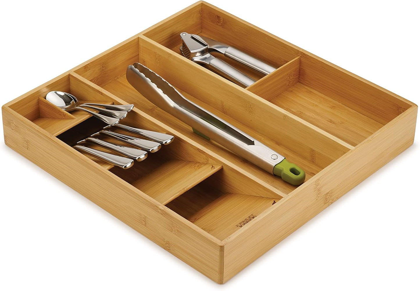 Joseph Joseph DrawerStore Compact Utensil Organizer For Kitchen Drawer Silverware, Flatware Tray, Small, Bamboo