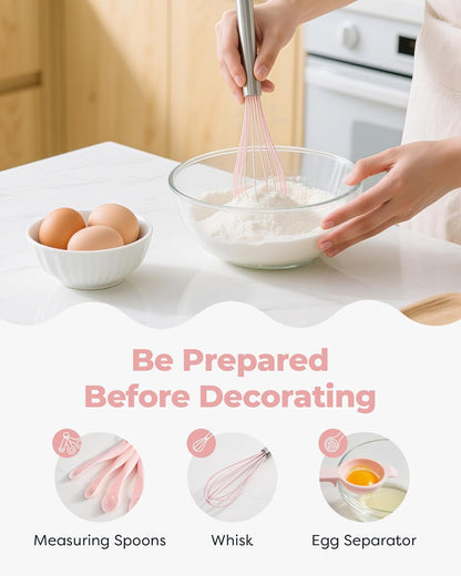 Kootek 71PCs Cake Decorating Kit, Baking Supplies Tools - Includes Cake Stand Turntable, 12 Icing Piping Tips Set, 2 Frosting Spatulas, 3 Scrapers, 50+2 Piping Bags, Coupler, Video Tutorial, Booklet