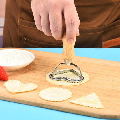 Ravioli Pasta Cutter Wooden Handle Ravioli Mold,One Square and One Round Suitable for Ravioli, Pasta, Biscuits, Etc