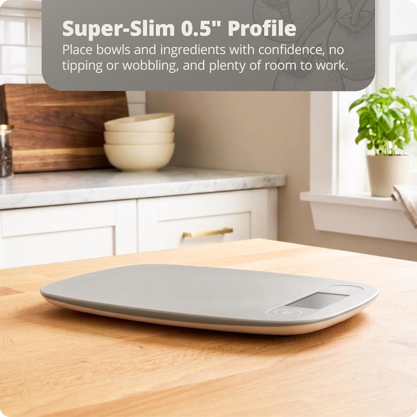 Greater Goods Food Scale – Digital Kitchen Scale, 1g Precision, Easy-Tare & Quick Conversion, Slim Compact Design, Durable & Portable | Ideal for Cooking, Baking & Meal Prep