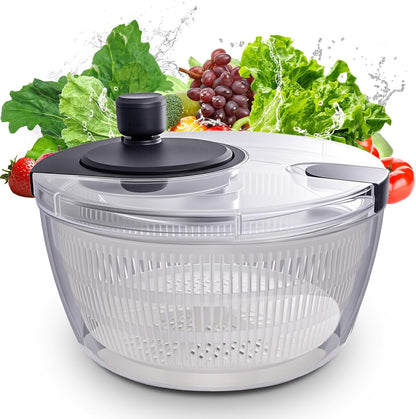 Salad Spinner Large, Fruit Washing Bowl with Strainer, Quick and Easy Use Lettuce Spinner, Fruits and Vegetables Washer, Lettuce Salad Dryer, Kitchen Essentials (6L/6.34Qt)