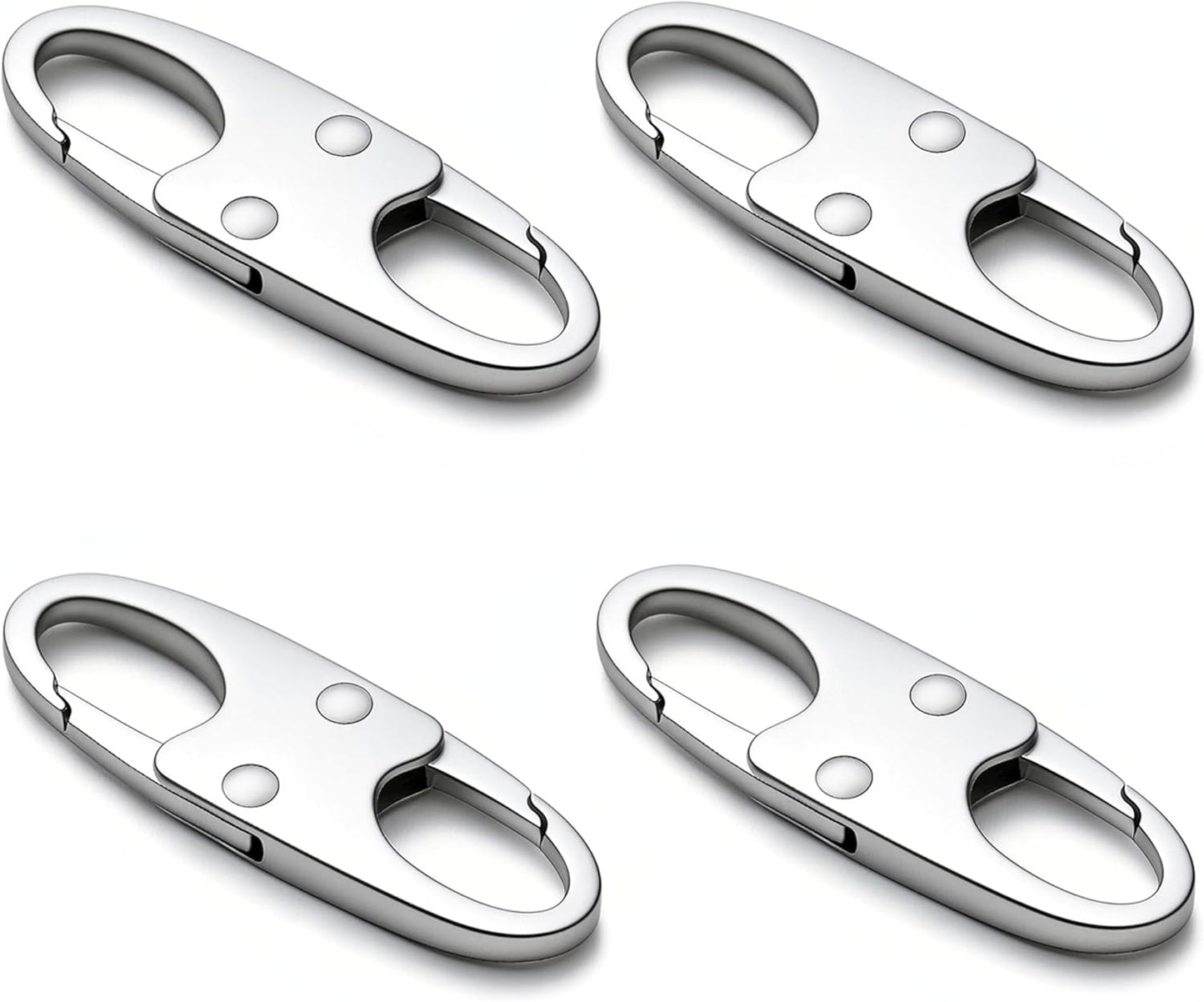 zelin Anti Theft Zipper Clips Double Opening Small Carabiner Clips, 4Pcs Elegant Zinc Alloy Zipper Pull Replacement for Travel, Commuting and Camping (Space Grey)