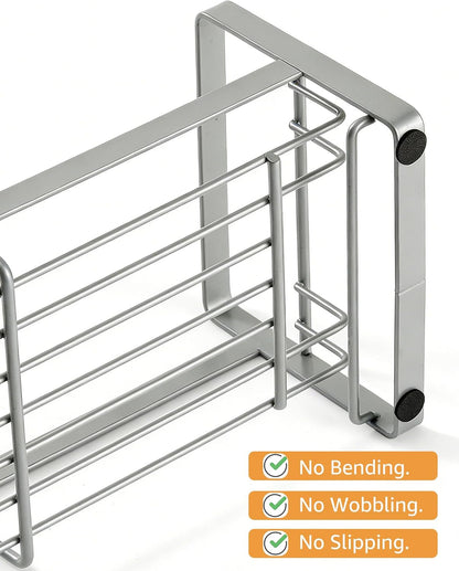 HULISEN Kitchen Sink Sponge Holder, 304 Stainless Steel Kitchen Soap Dispenser Caddy Organizer, Countertop Soap Dish Rack Drainer with Removable Drain Tray, not Including Dispenser and Brush