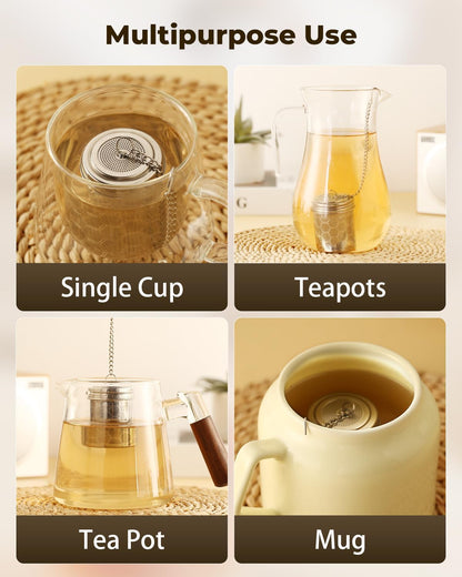 House Again Large Tea Infuser, Extra Fine Mesh Tea Strainers for Loose Tea, 18/8 Stainless Steel Tea Strainer with Extended Chain Hook, Tea Steeper for Brew Tea, Spices & Seasonings, for Multi Cups