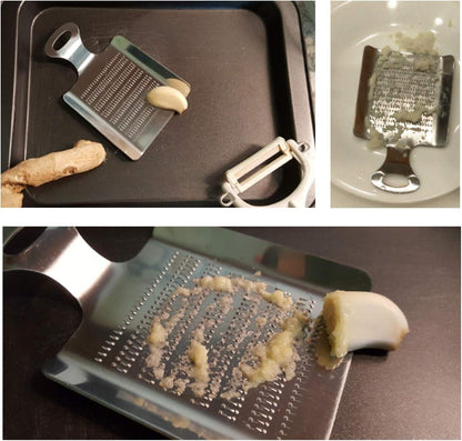 Stainless Steel Garlic Ginger Fruits Root Vegetable Grater Grinder Spoon for Kitchen (Small)