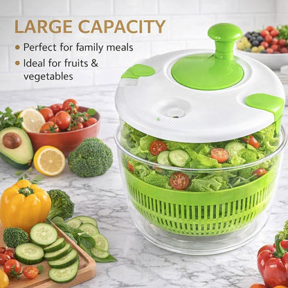Salad Spinner Large Capacity Vegetable Washer & Lettuce Dryer Bowl, Easy Manual Spin Vegetable Dryer for Fruits, Produce & Greens, BPA Free Kitchen Salad Spinner