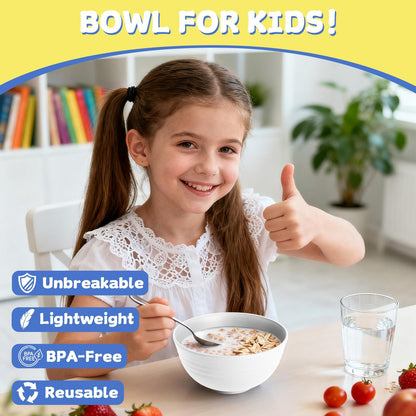 Wheat Straw Bowls Set with Lids, Unbreakable 40 OZ Cereal Bowls Set of 4, Salad Container for Lunch, Microwave & Dishwasher Safe Bowl Set for Kitchen, Picnic, RV, Camping, Multi