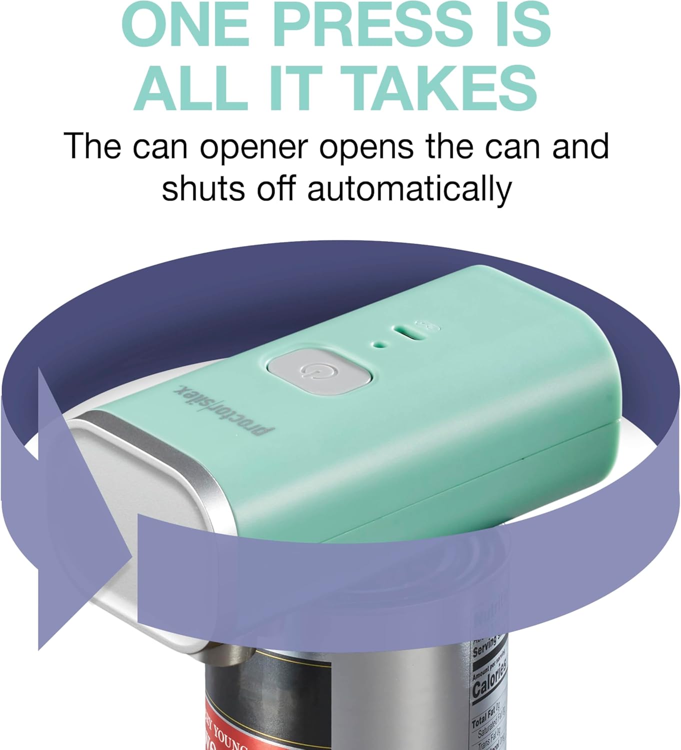 Proctor Silex Automatic Electric Can Opener, Hands Free Cordless Operation & USB Rechargeable, Self-Aligning, Cut Smooth Touch Lid Edges, Compact and Easy to Store, Red