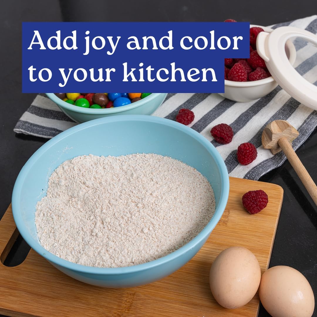 WHYSKO Mixing Bowl Set, 12 Piece Colorful Plastic Mixing Bowls with Lids Set for Food Prep Storage and Serving, Microwave and Dishwasher Safe for Kitchen Baking Cooking